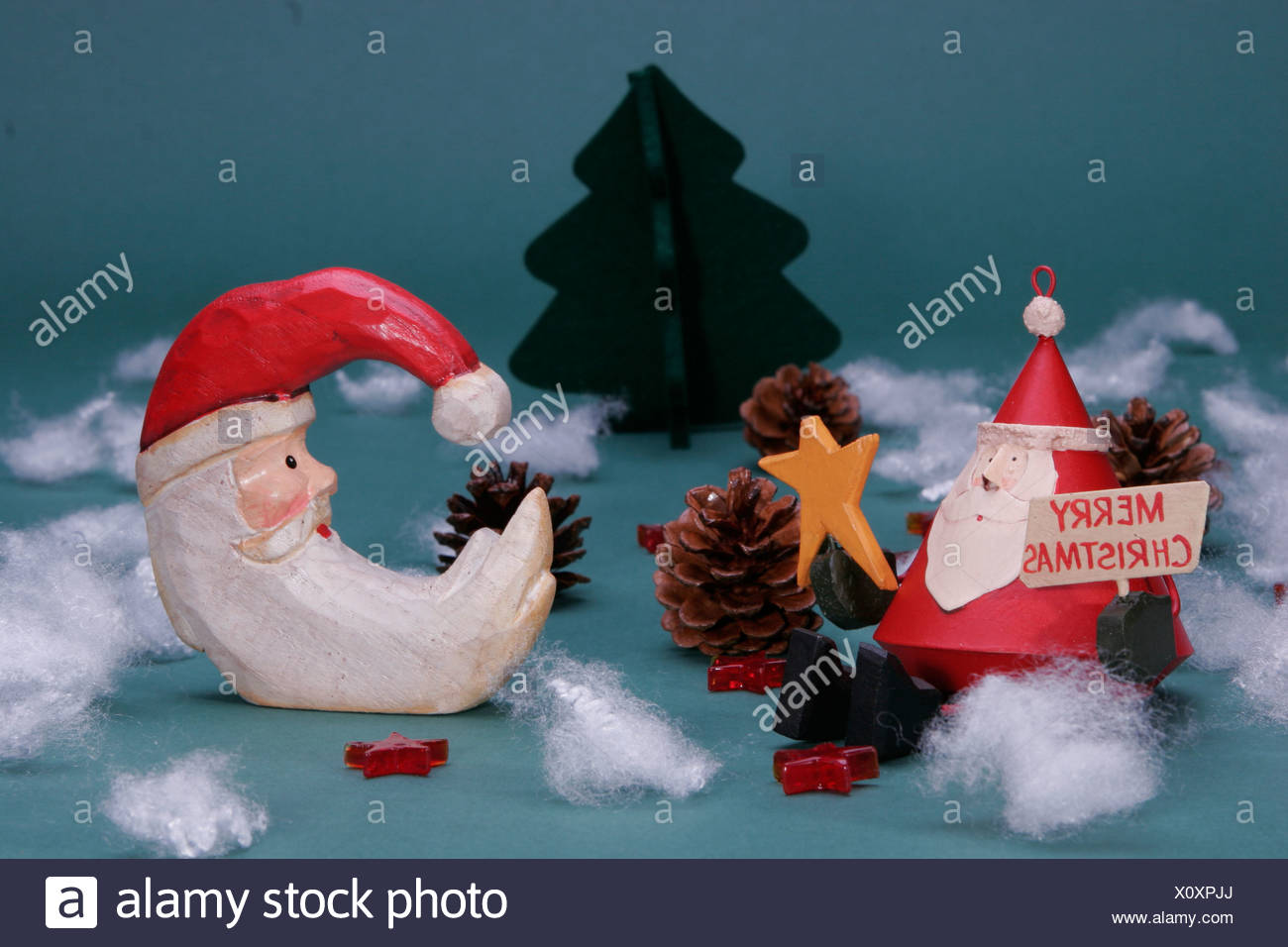 Noel Joyeux Noel Le Pere Noel Ayant Une Rencontre Romantique Avec La Lune Photo Stock Alamy