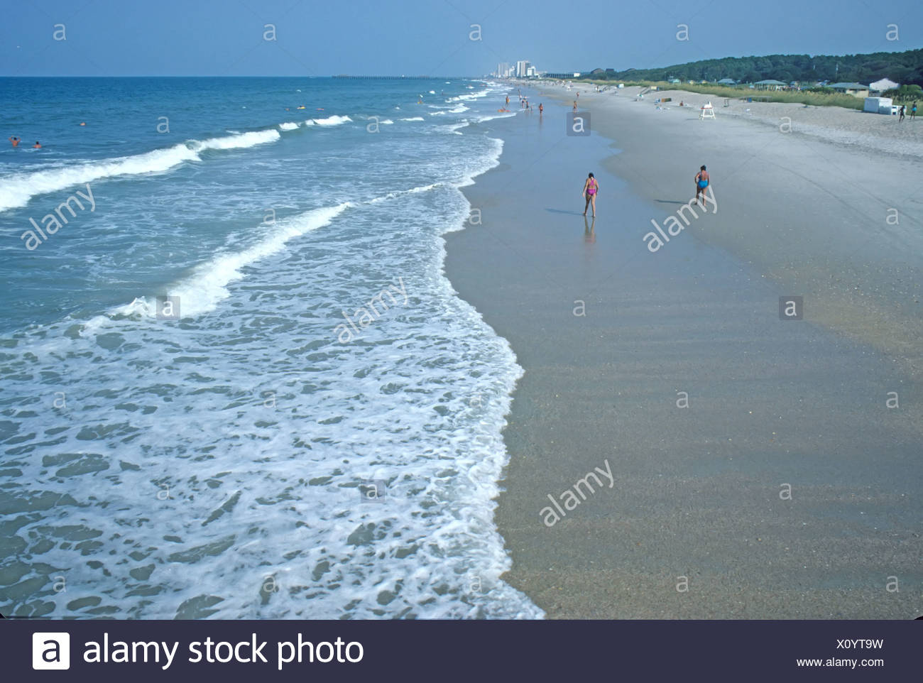Les Gens Sur La Plage Myrtle Beach En Caroline Du Sud Banque