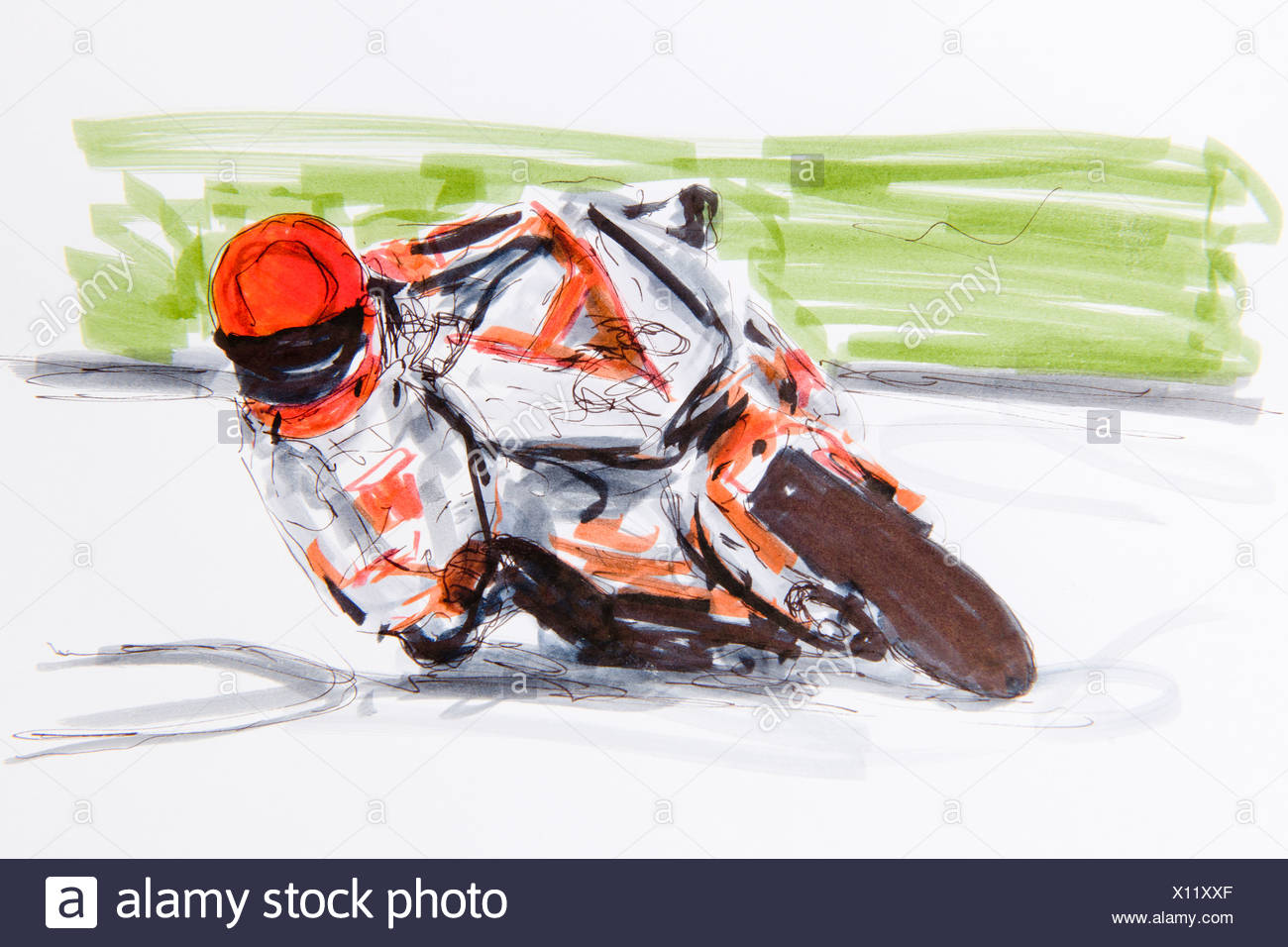 Course De Moto Dessin De L Artist Gerhard Kraus Kriftel Illustration Photo Stock Alamy