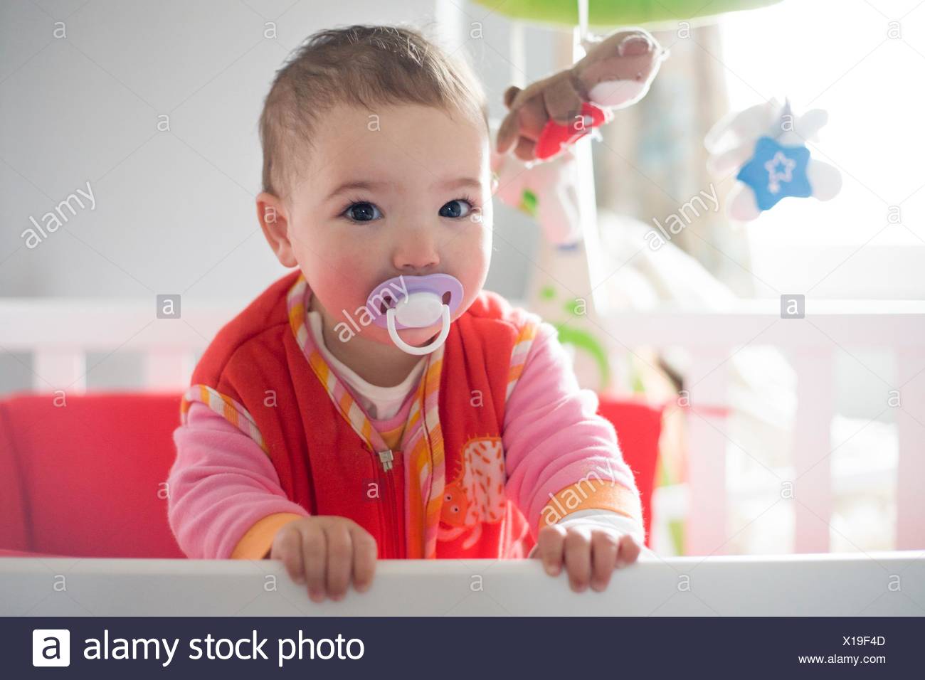 10 Mois Bebe Fille Debout Sur Le Lit D Apres Le Reveil Avec Sucette Photo Stock Alamy 10 Mois Bebe Fille Debout Sur Le Lit D Apres Le Reveil Avec Sucette Photo Stock Alamy