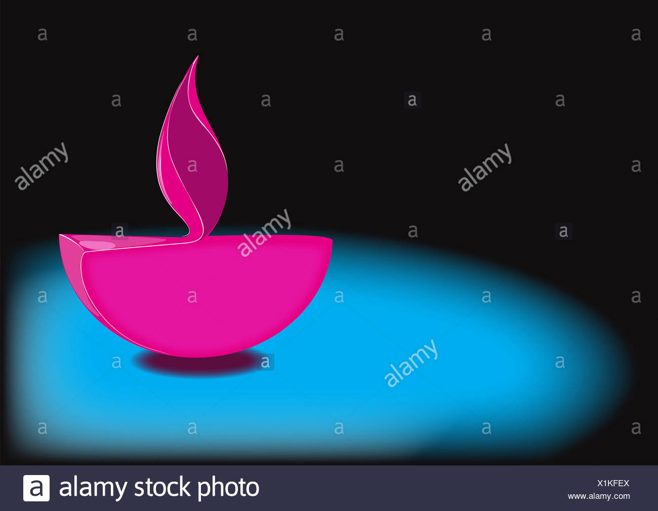 Lampe à huile Diwali isolé sur fond bleu Banque D'Images