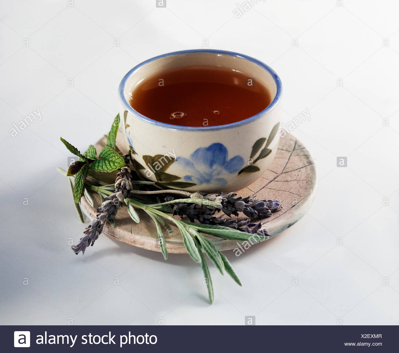 L'infusion de menthe et de lavande Banque D'Images