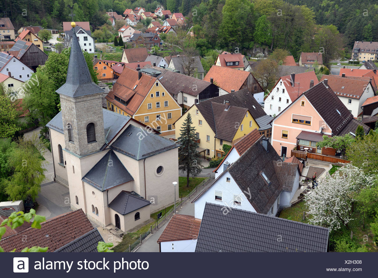 Hartenstein Franken Frankenalb Bayern Dorf Kirche Ort Ortschaft Mittelgebirge Deutschland Mittelfranken Nurnberger Land Photo Stock Alamy