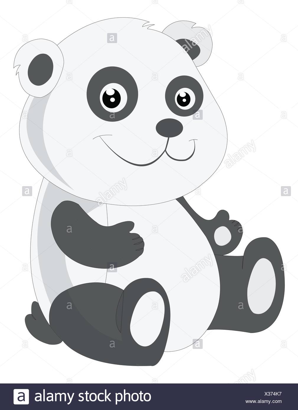 Panda Bebe Noir Et Blanc Smiling Vector Illustration Photo Stock Alamy