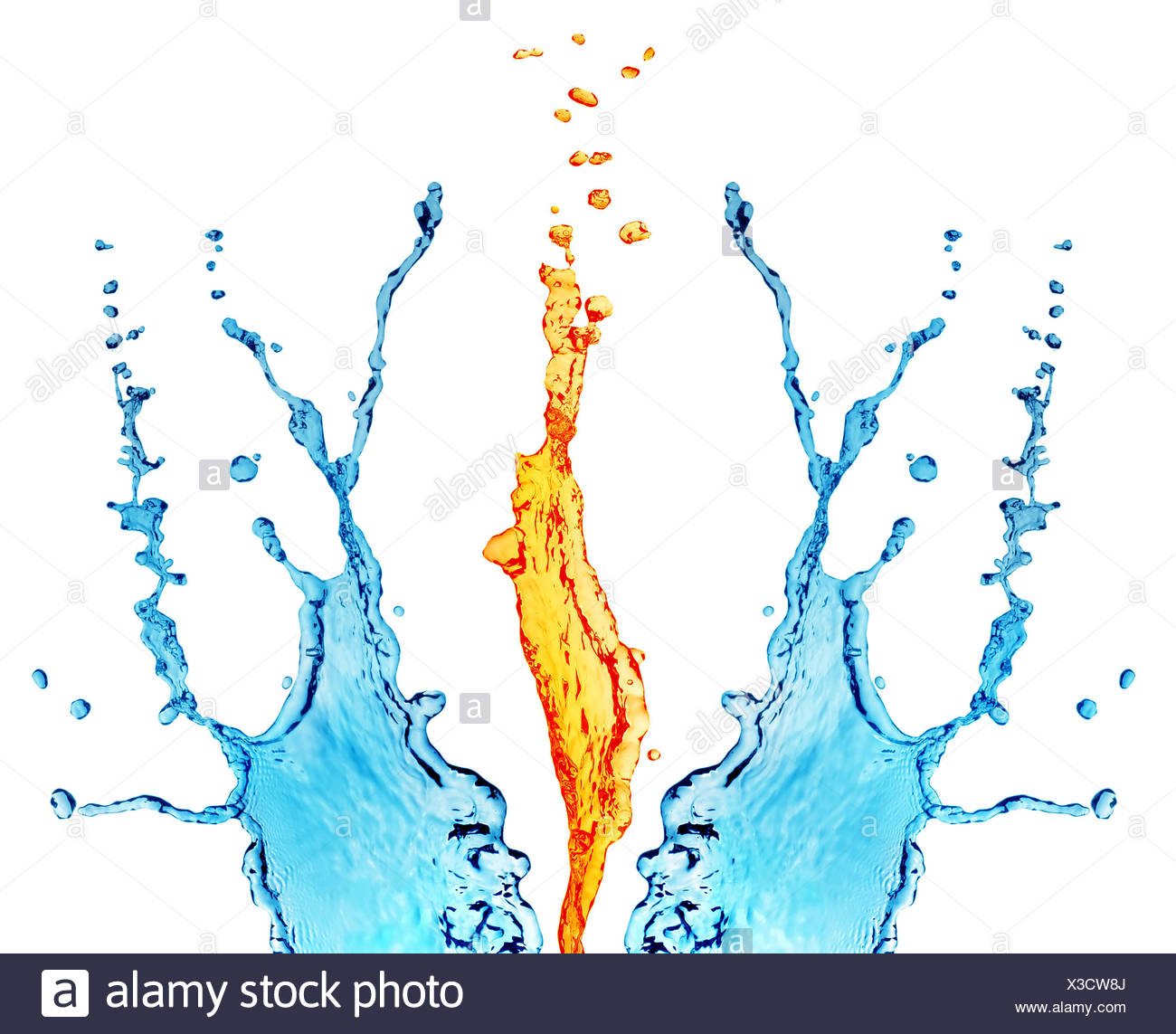 Le Feu Et Leau Isolé Sur Fond Blanc Banque Dimages Photo