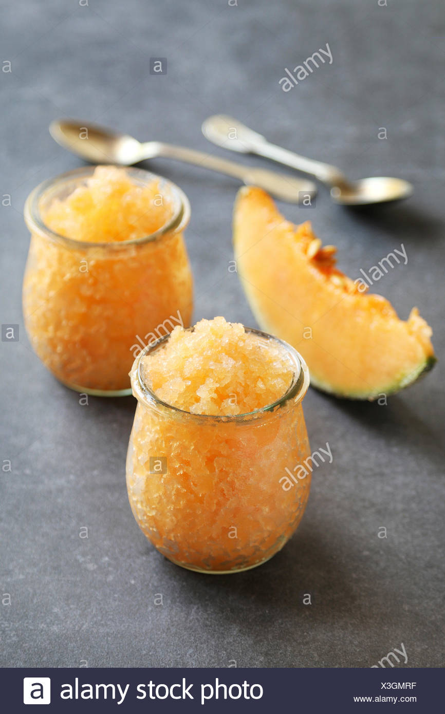 Granité de melon rafraîchissante en pots Banque D'Images