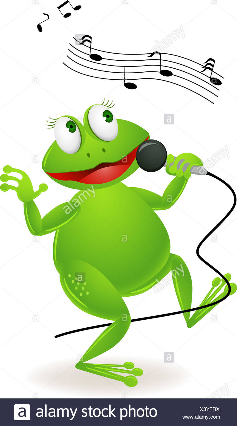 Grenouille Drole Chanter Crapaud Cartoon L Enthousiasme L Amusement Plaisir Joie Gag Photo Stock Alamy