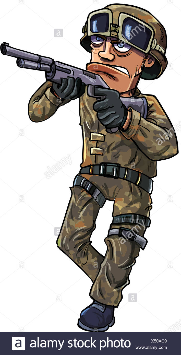 Soldat De Dessin Anime Avec Un Fusil Isole Photo Stock Alamy