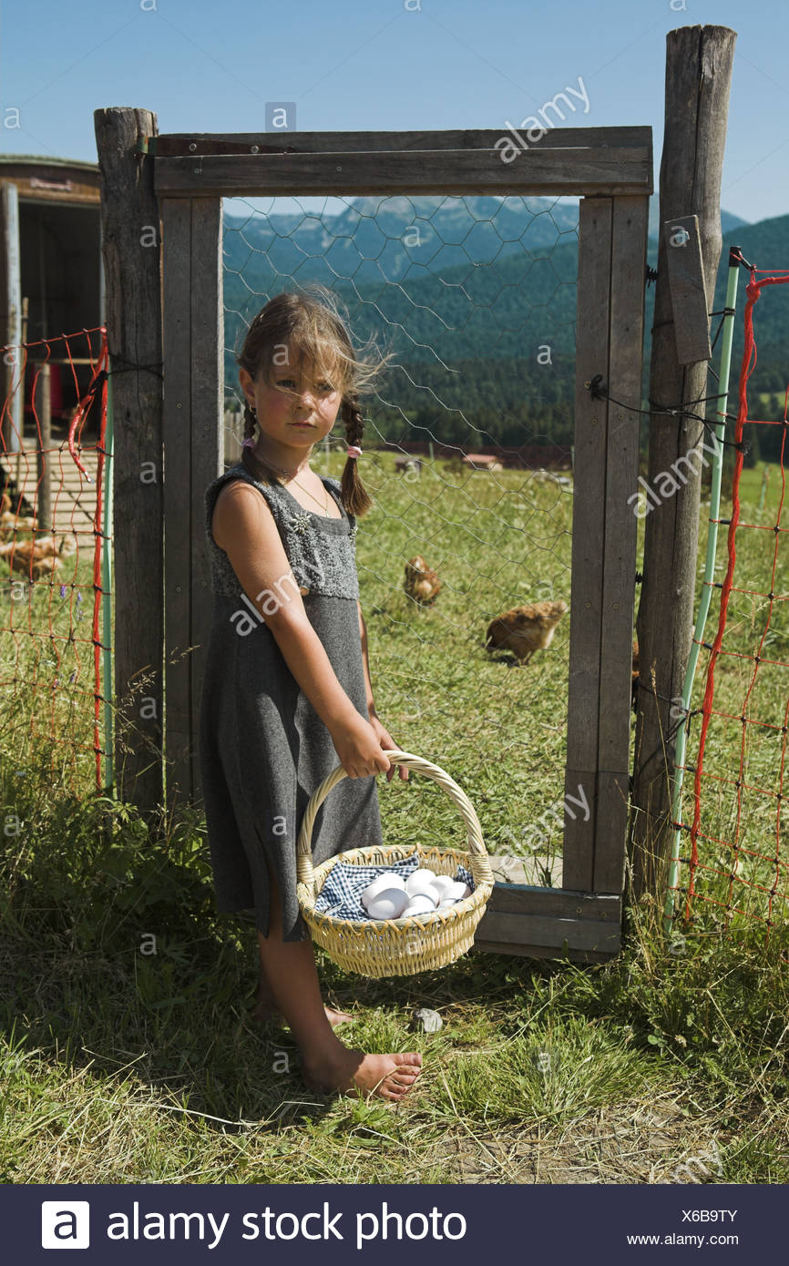 Farm Poulailler Poule Panier Robe Filles Neutre Oeufs Porte De