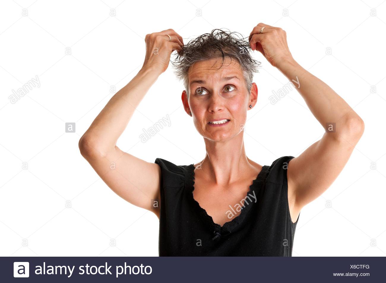 Ausfallen s & Ausfallen Alamy Haarausfall Haarverlust Graue Haare Haare Haar Wechseljahre Wechseljahren Frau