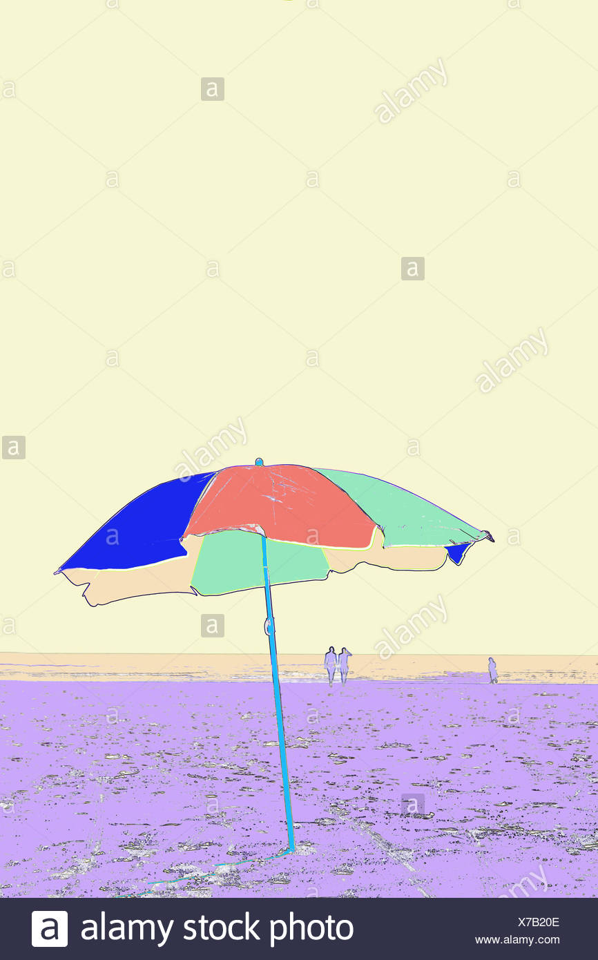 Dessin Dun Parapluie Et Des Gens Sur La Plage Banque D
