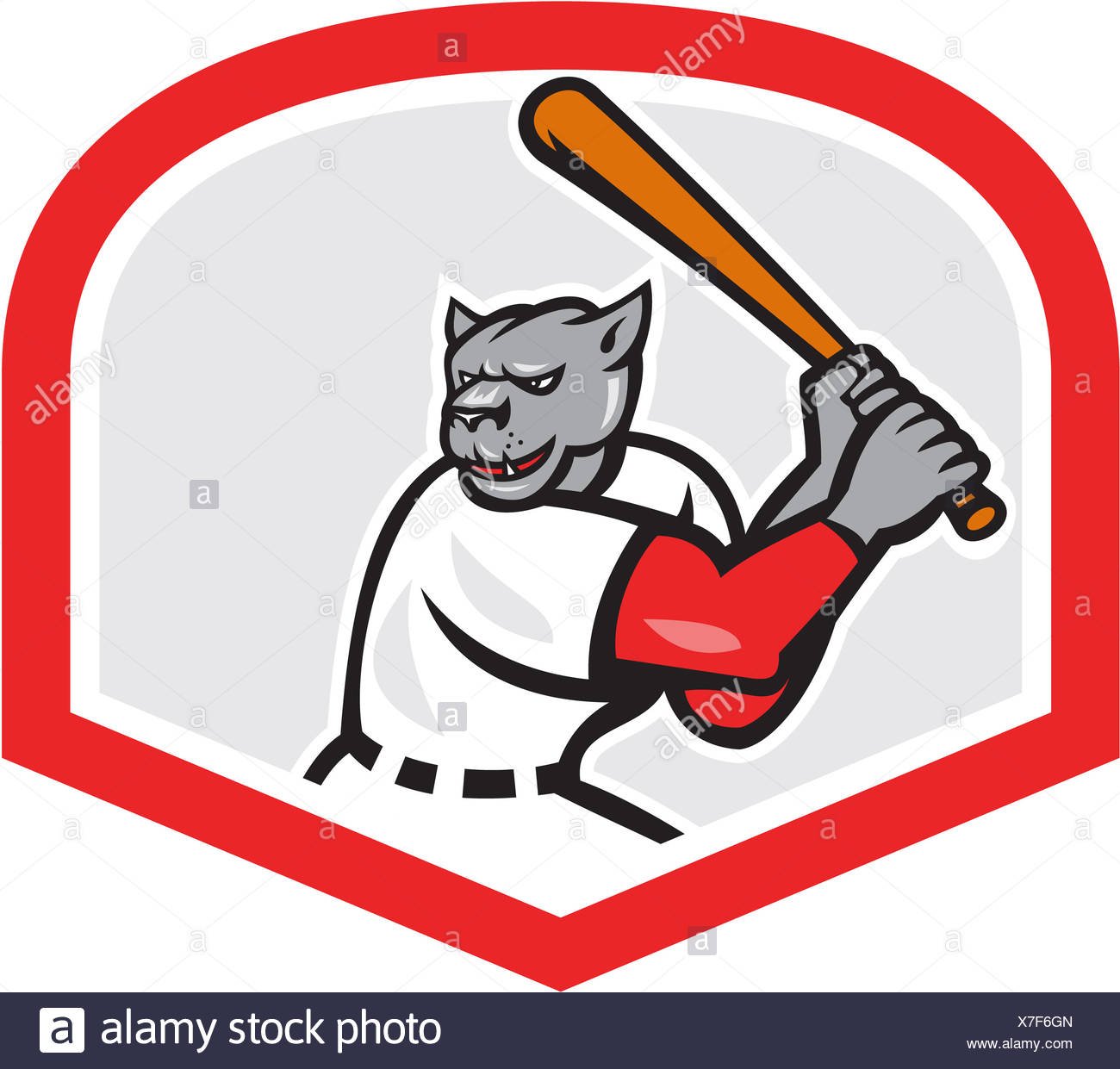 Black Panther Baseball Player Batting Cartoon Stock