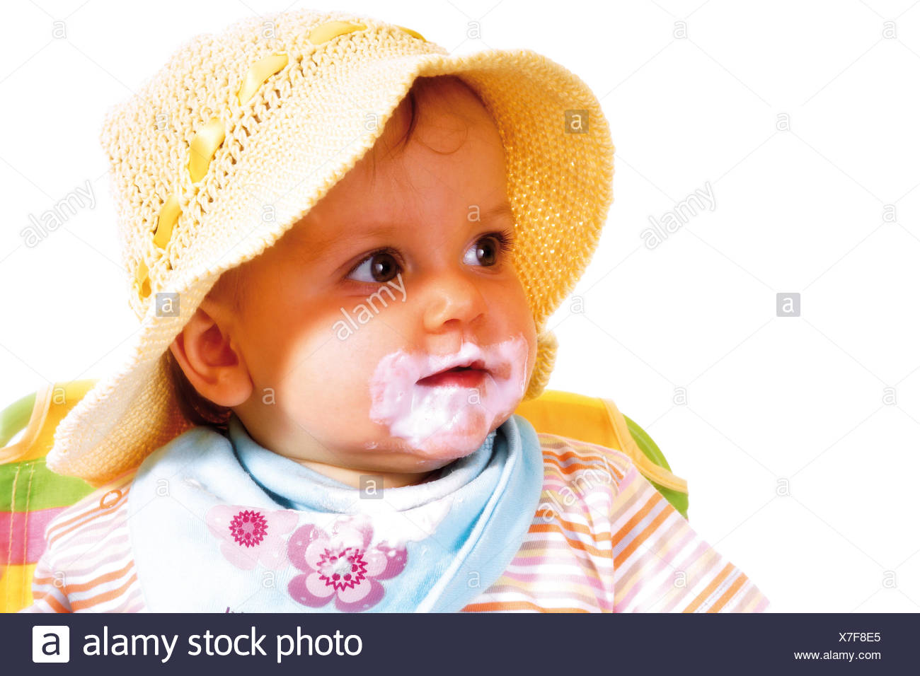 Bebe Avec Sa Bouche Enduite De Creme Glace Photo Stock Alamy