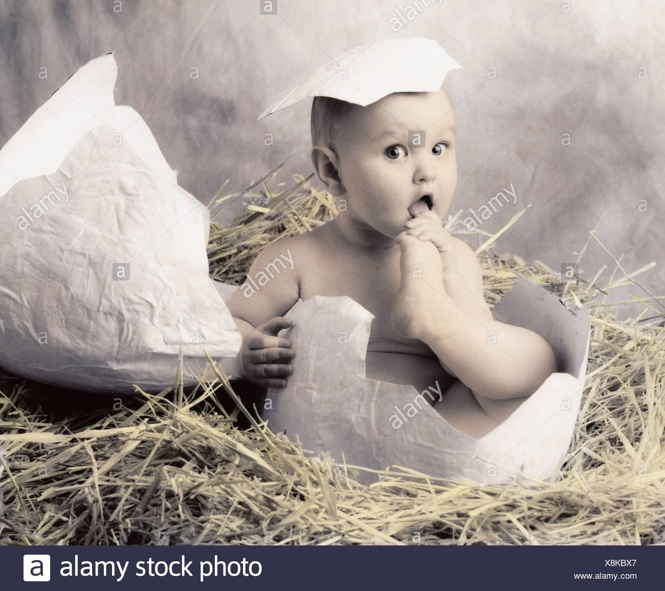 Montage Studio Concept D Un Bebe Sortant D Un Oeuf Photo Stock Alamy