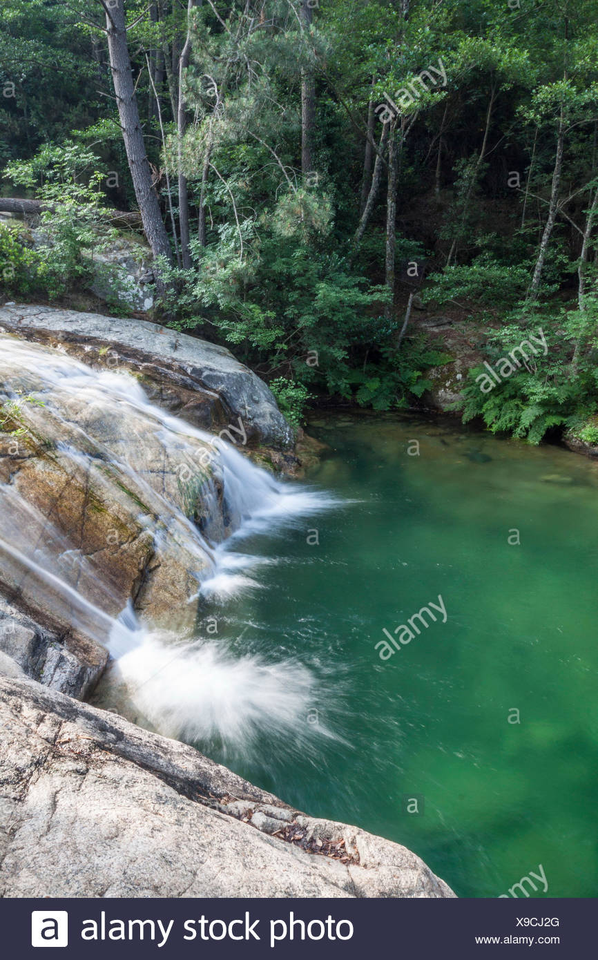 Vue De La Purcaraccia De Cascades Et De Piscines Naturelles En été
