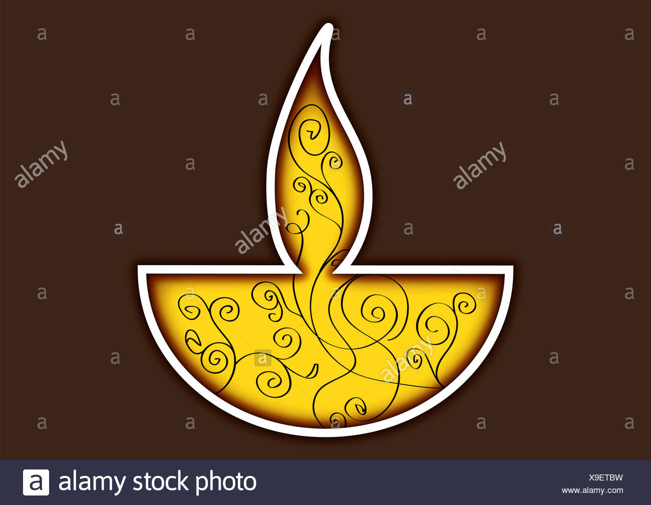Lampe à huile Diwali isolé sur fond coloré Banque D'Images