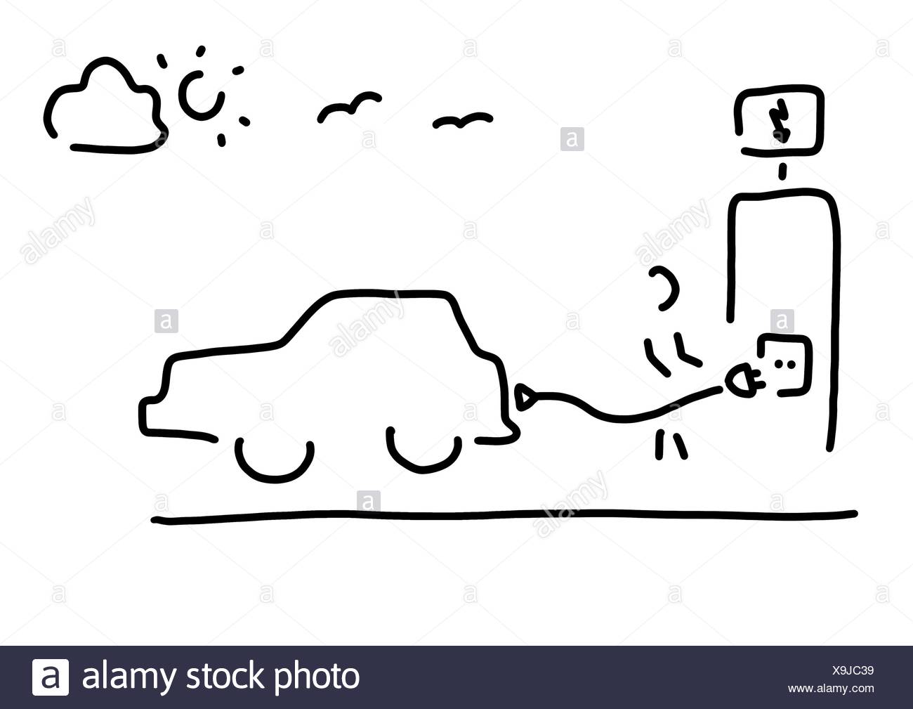 La Station De Recharge De Véhicules électriques Dessin Au