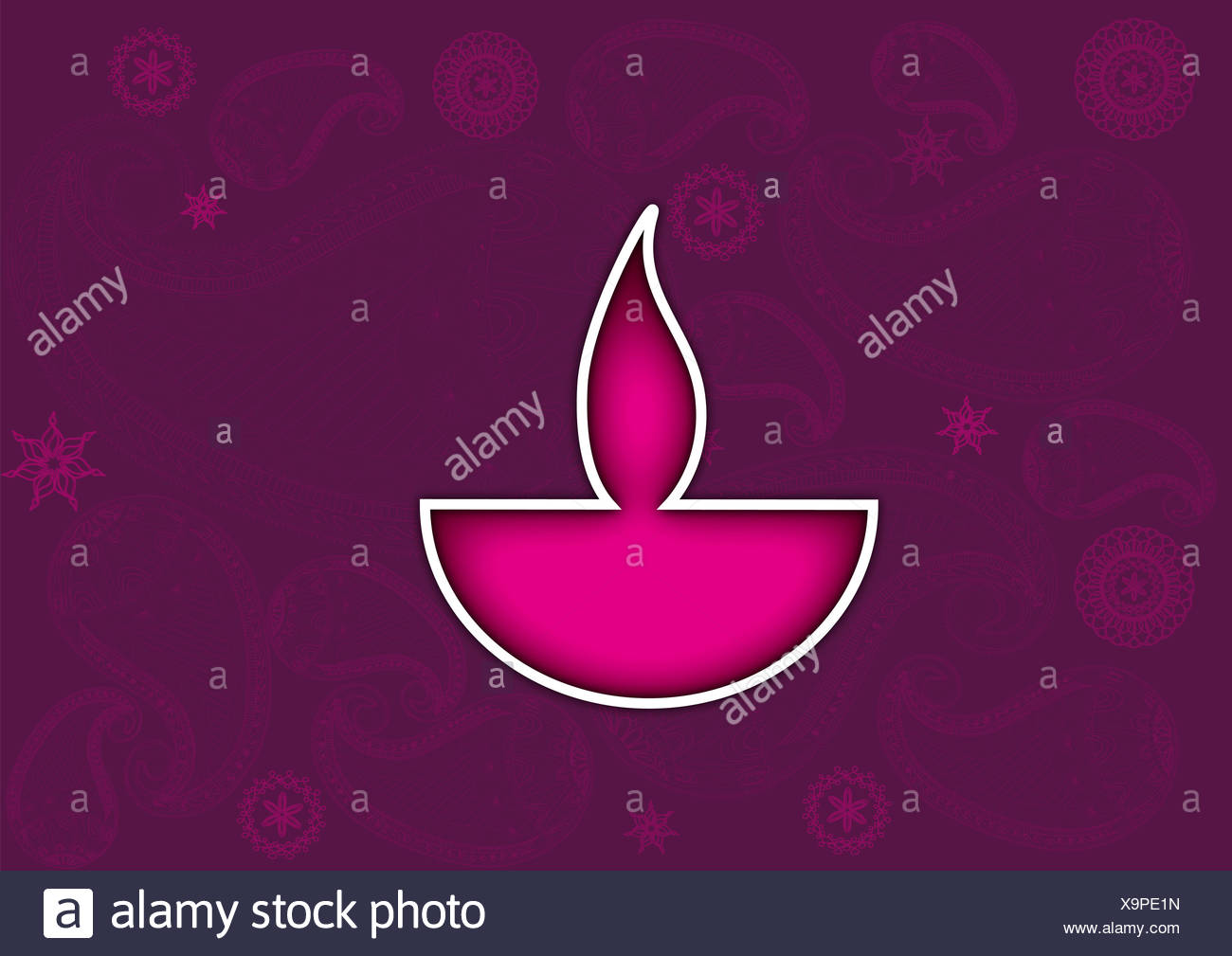 Lampe à huile Diwali isolé sur fond coloré Banque D'Images