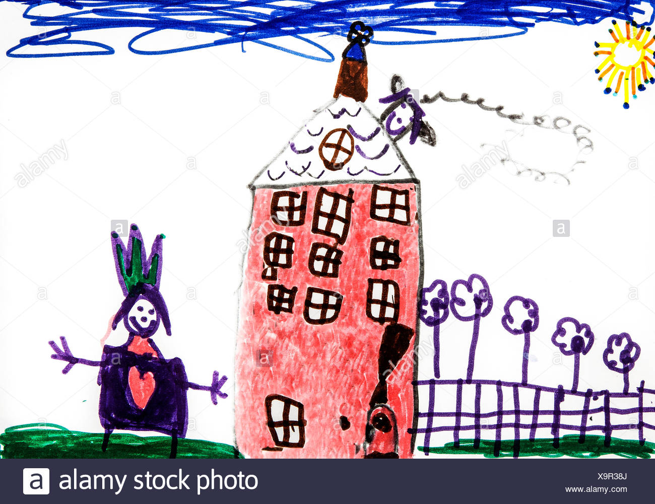 Dessin D Enfant Le Chateau Et La Princesse Photo Stock Alamy