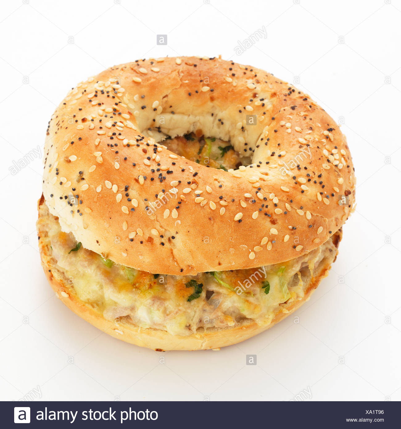 Tuna melt bagel Banque D'Images