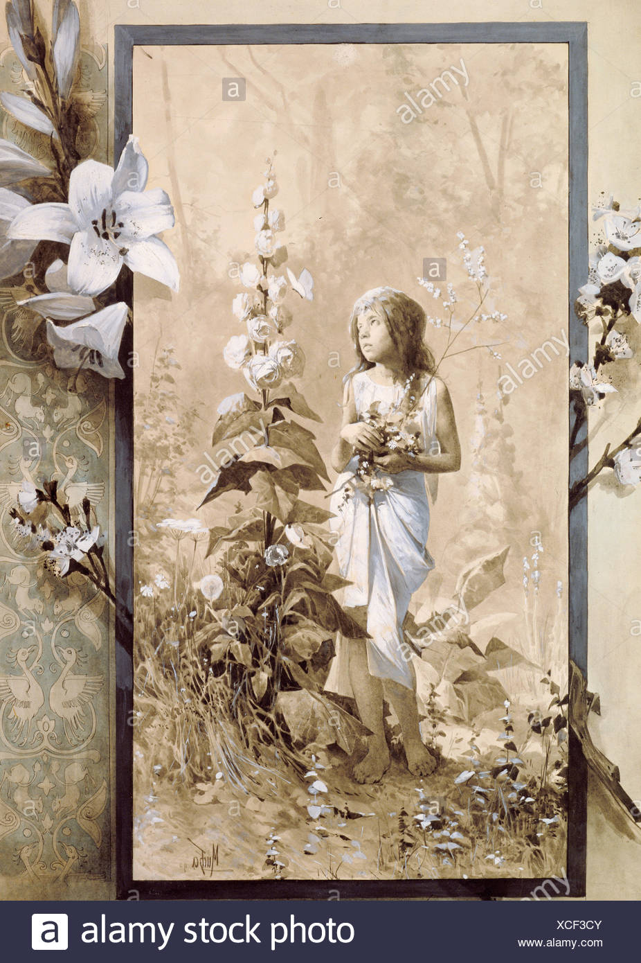Beaux-arts, Mucha, Alphonse (1860 - 1939), peinture, jeune fille, l'artiste a le droit d'auteur , de ne pas être effacé Banque D'Images