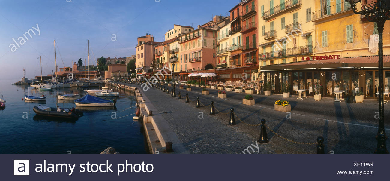 Bateaux dans port, Villefranche-Sur-Mer, France Banque D'Images