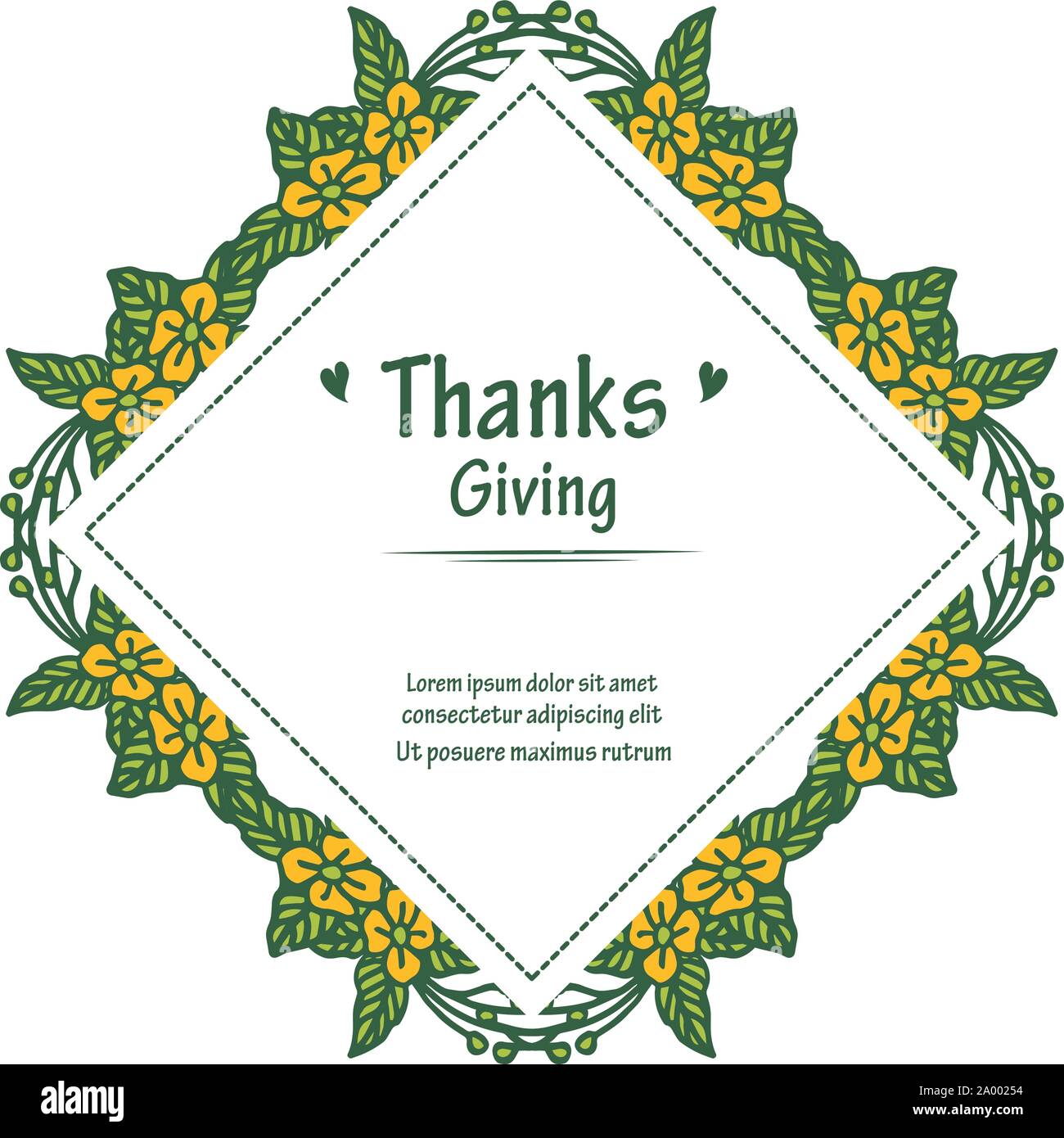 Lettera di ringraziamento, con giallo naturale cornice floreale. Vettore Illustrazione Vettoriale