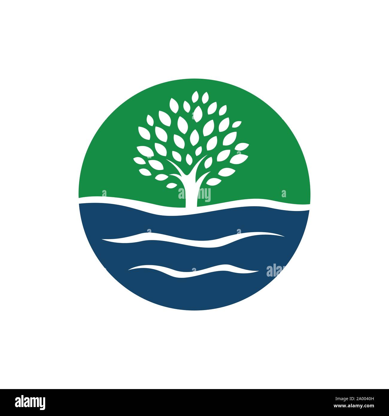 Silhouette acqua e logo ad albero vettore elementi grafici Illustrazione Vettoriale
