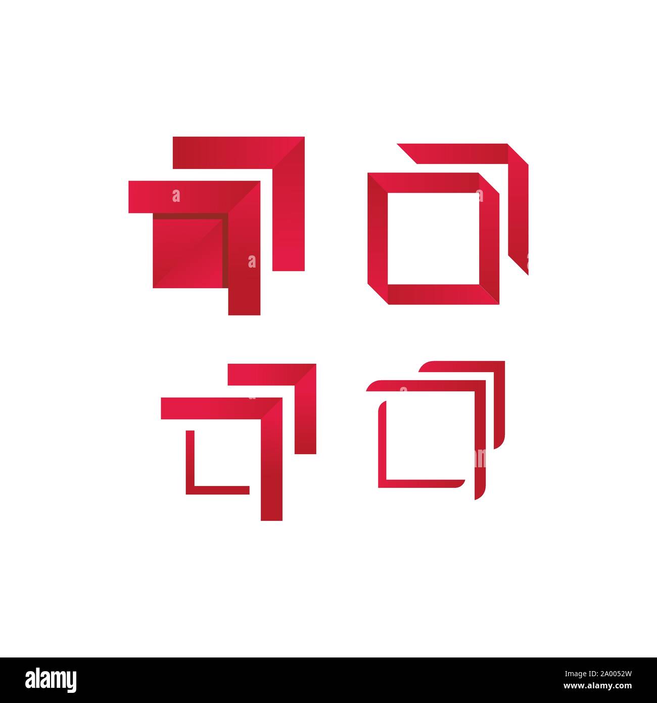 Moderno bordo rosso quadrato telaio del logo su sfondo bianco Illustrazione Vettoriale