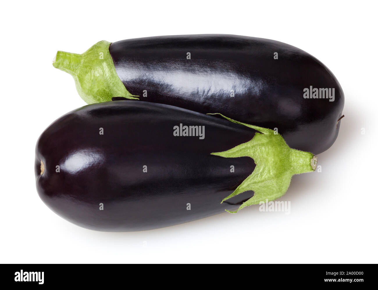 Melanzane fresco isolato su sfondo bianco con tracciato di ritaglio Foto Stock