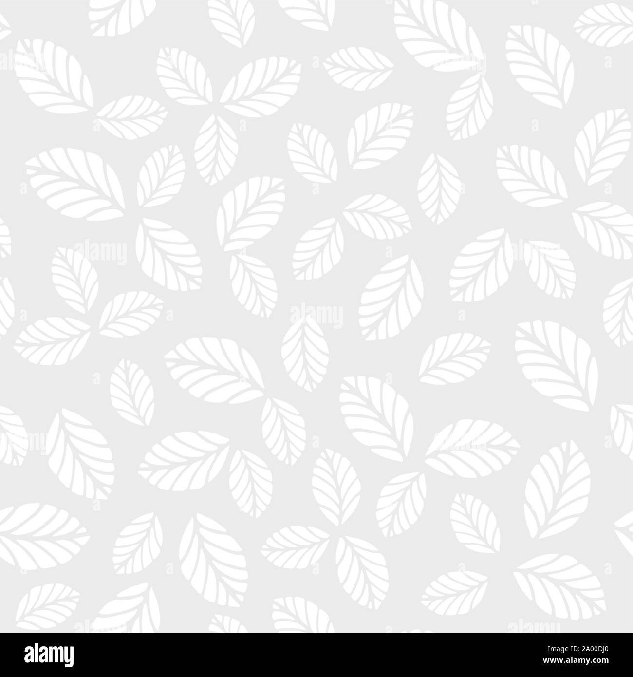 Monocromatico vettore seamless pattern con foglie Illustrazione Vettoriale
