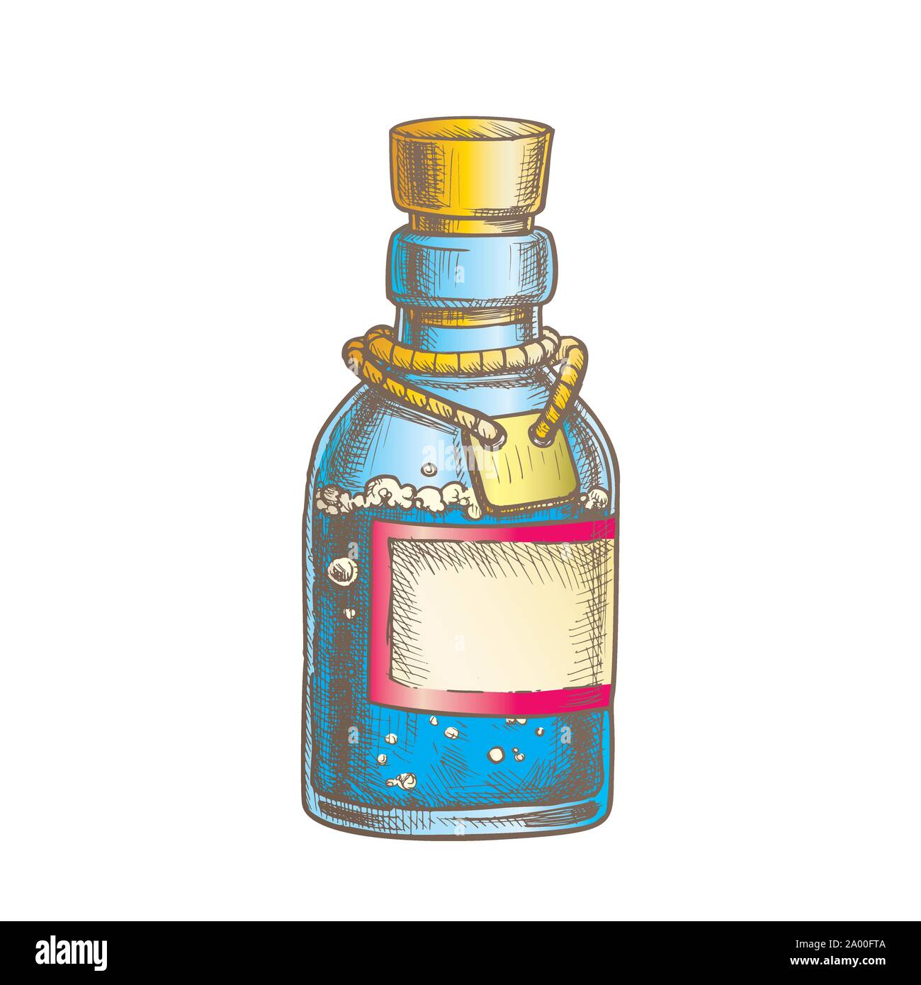 Fatto gorgogliare Potion Elixir bottiglia vettore di colore Illustrazione Vettoriale
