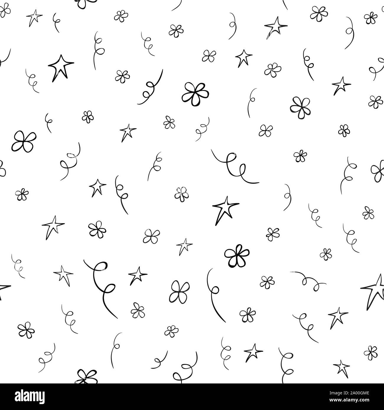 Mano bozzetto coriandoli. Modello senza giunture Illustrazione Vettoriale