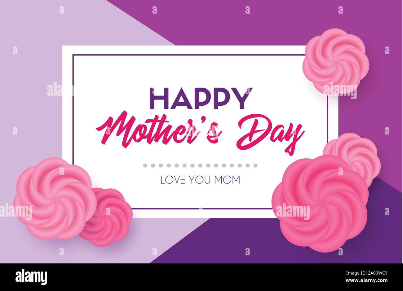 Felice Festa della mamma. Vector biglietto di auguri con rose Illustrazione Vettoriale