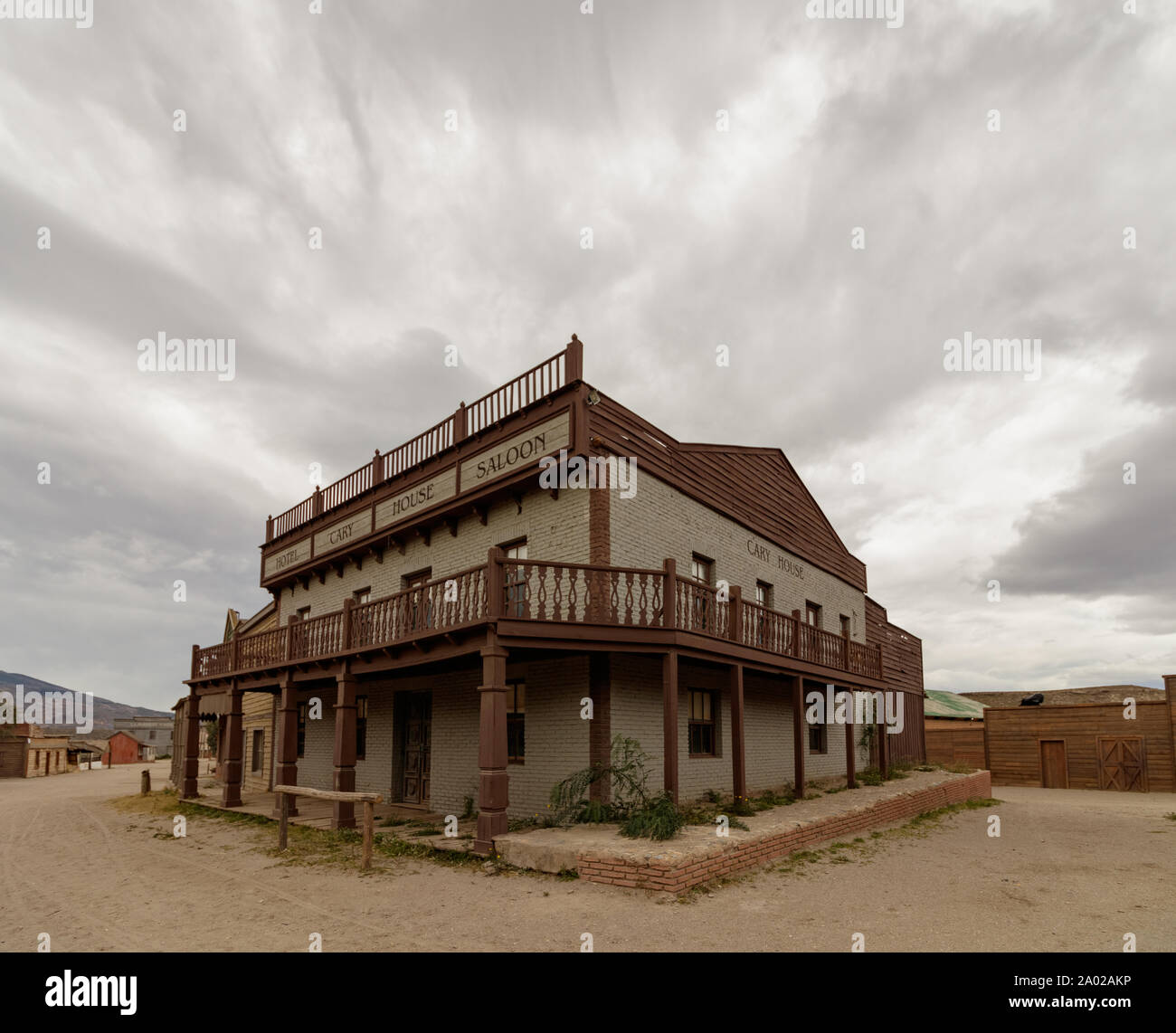 Almeria / Spagna - 26 Gennaio 2018: Cowboy bar e hotel a Fort Bravo a Almeria Spagna Foto Stock