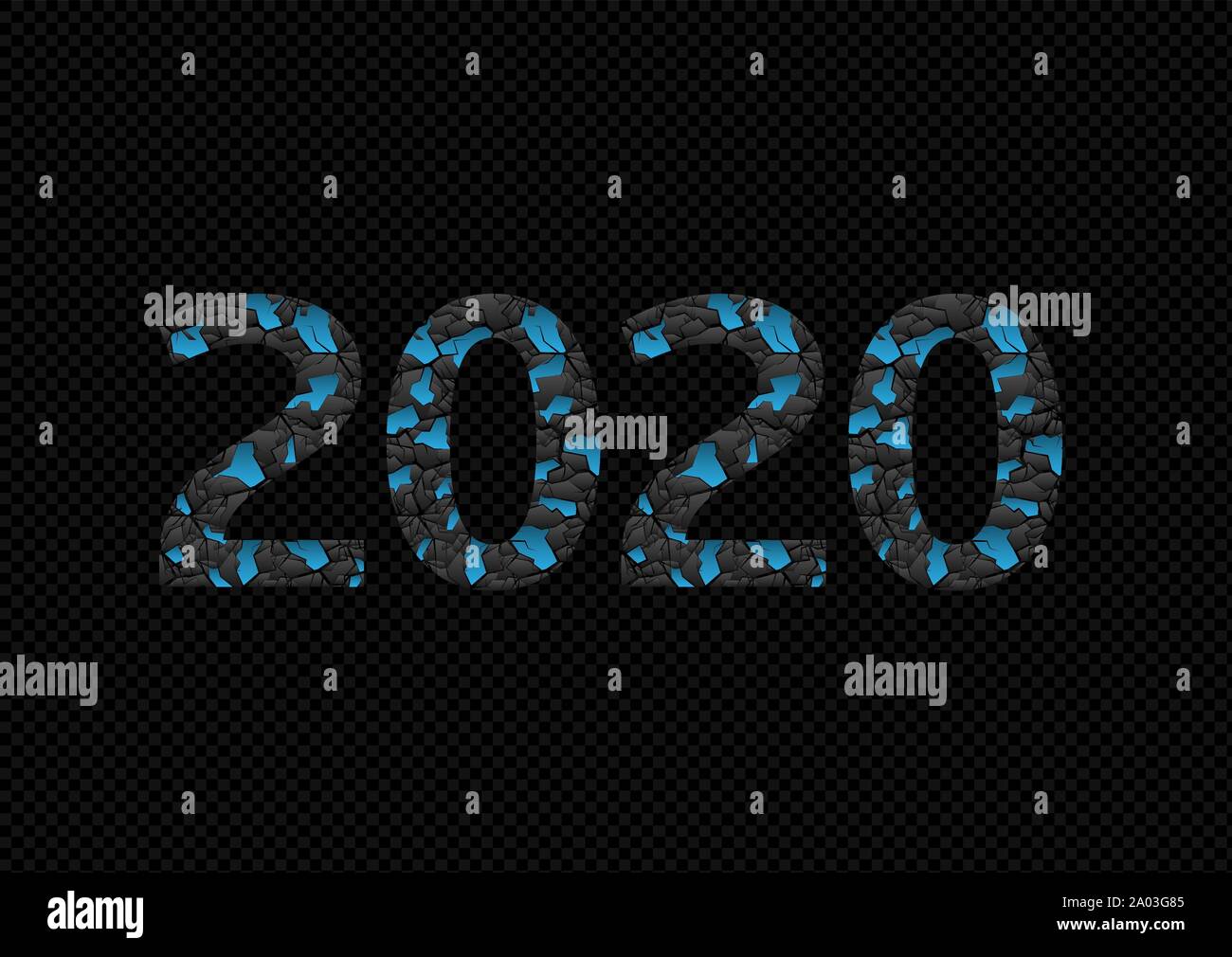 2020 rotto i numeri di blu Illustrazione Vettoriale