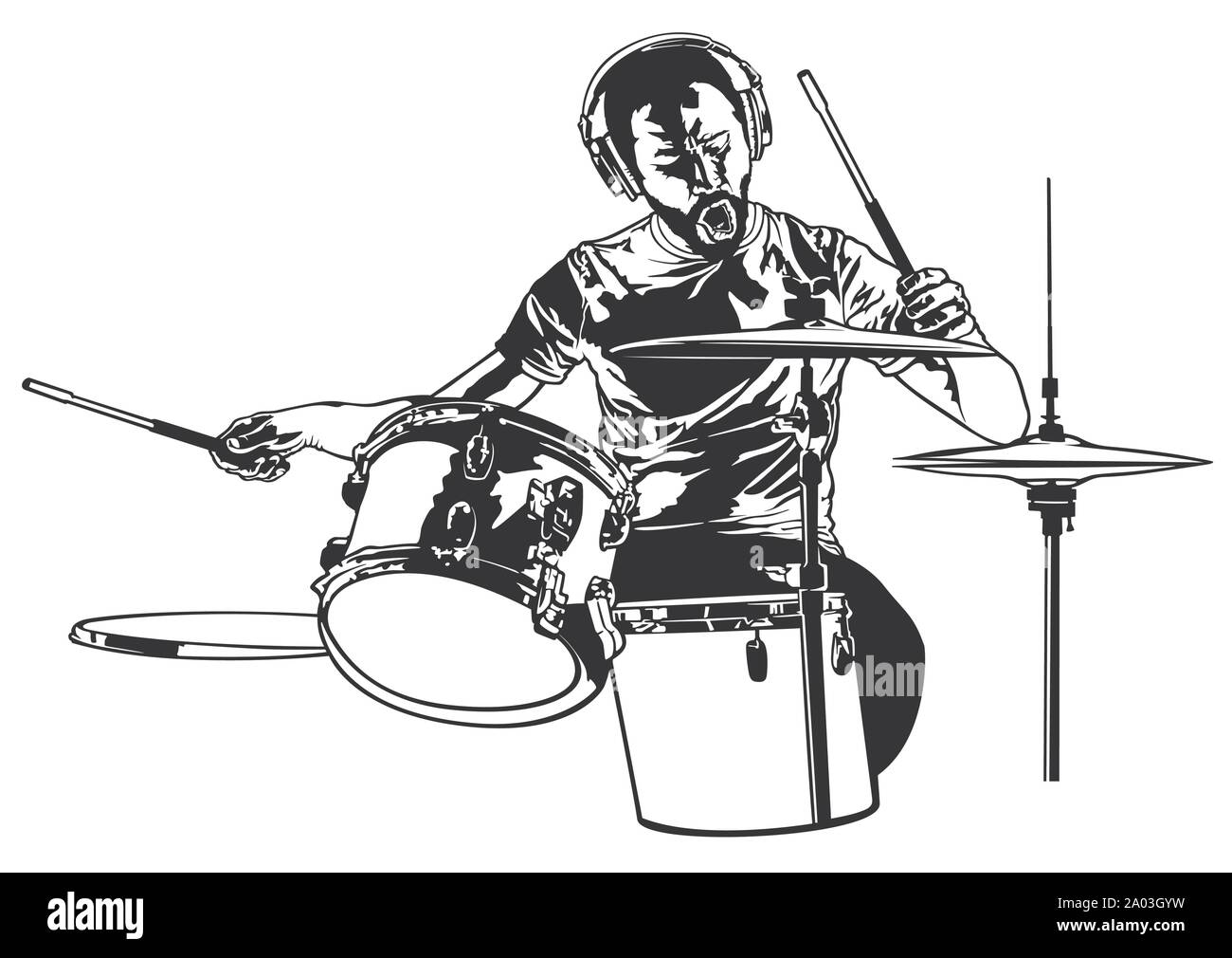 Il batterista Disegno Illustrazione Vettoriale