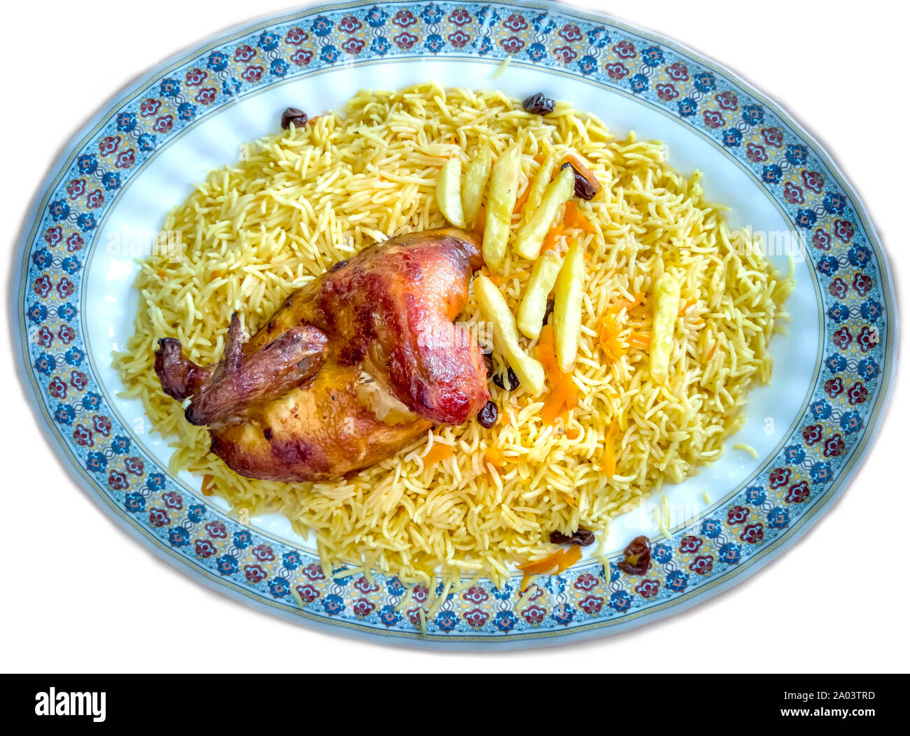 Pollo mandi o mandhi tradizionale cibo arabico. Foto Stock