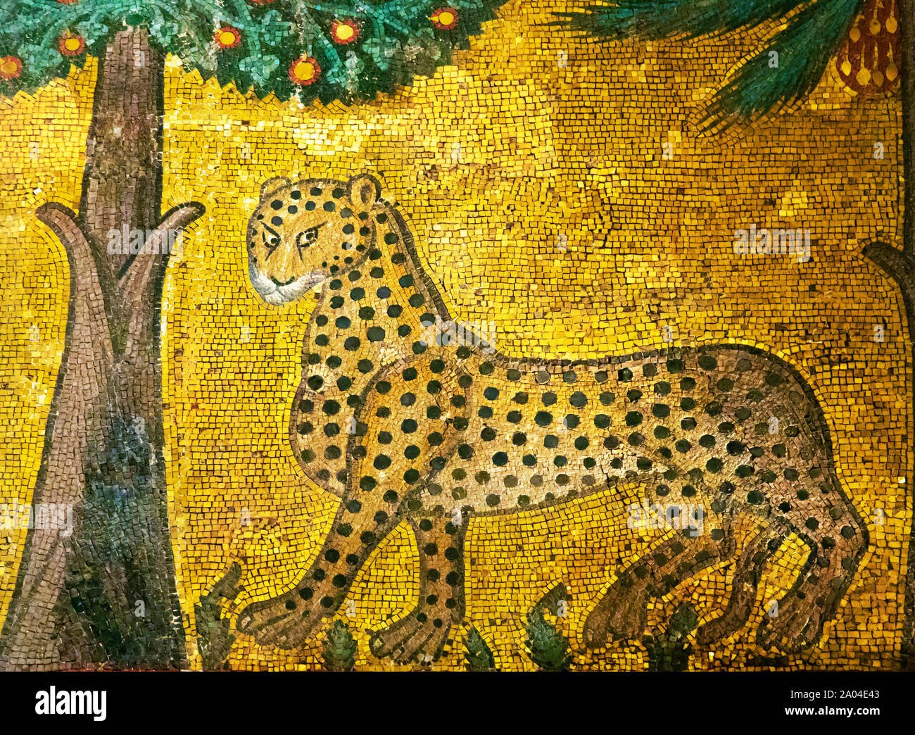 Un mosaico antico di leopard a Palermo, Italia Foto Stock