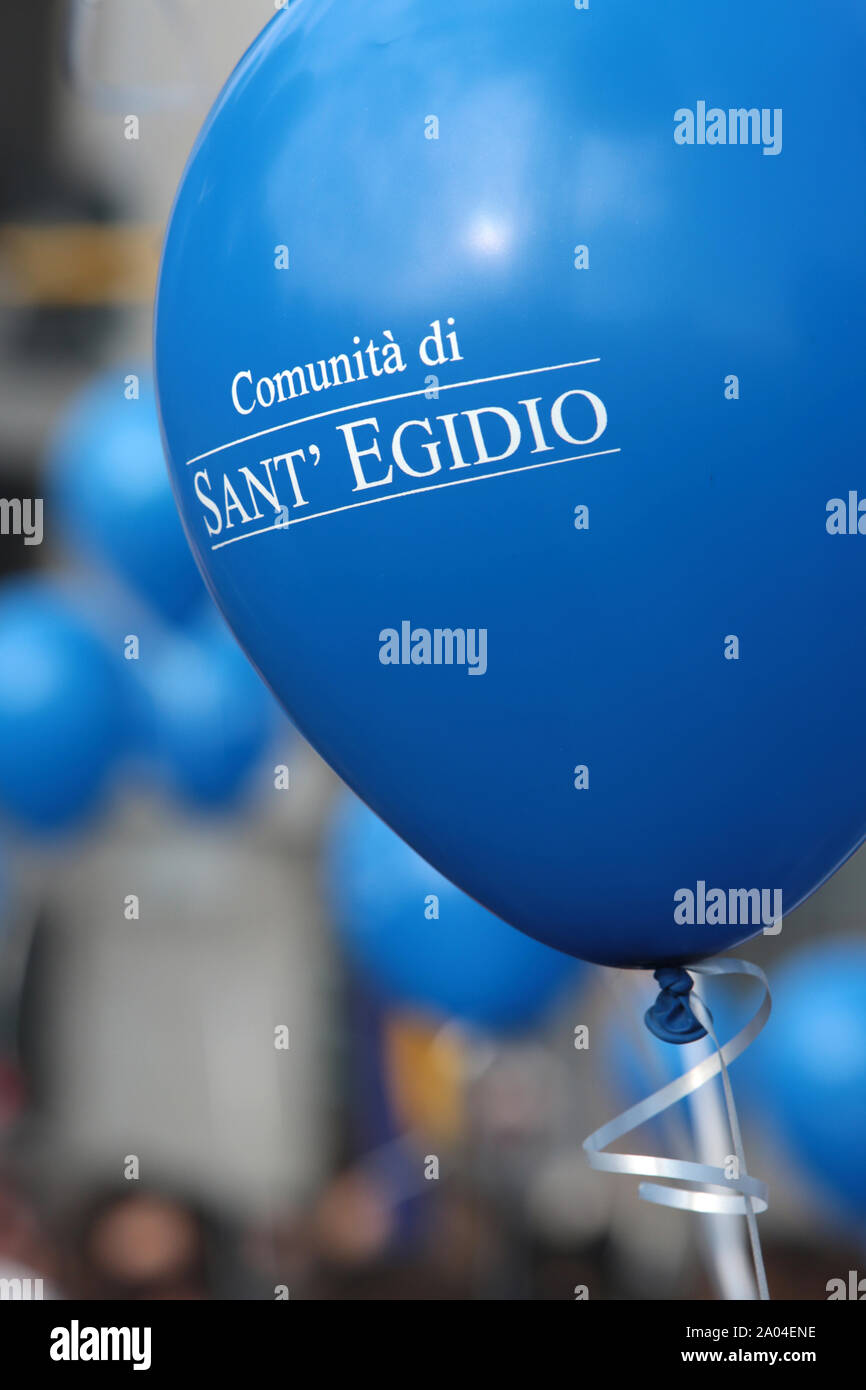 La Communauté de Sant'Egidio. Ballons de baudruche. Roma. L'Italia. Foto Stock