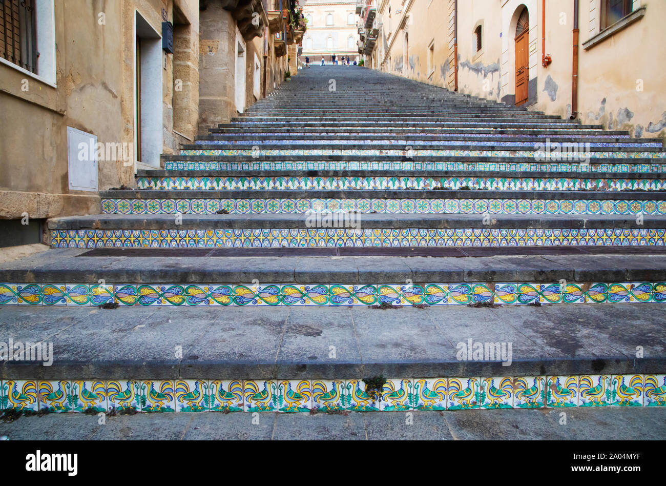 La Scalinata di Santa Maria del Monte a Caltagirone, Sicilia Foto Stock