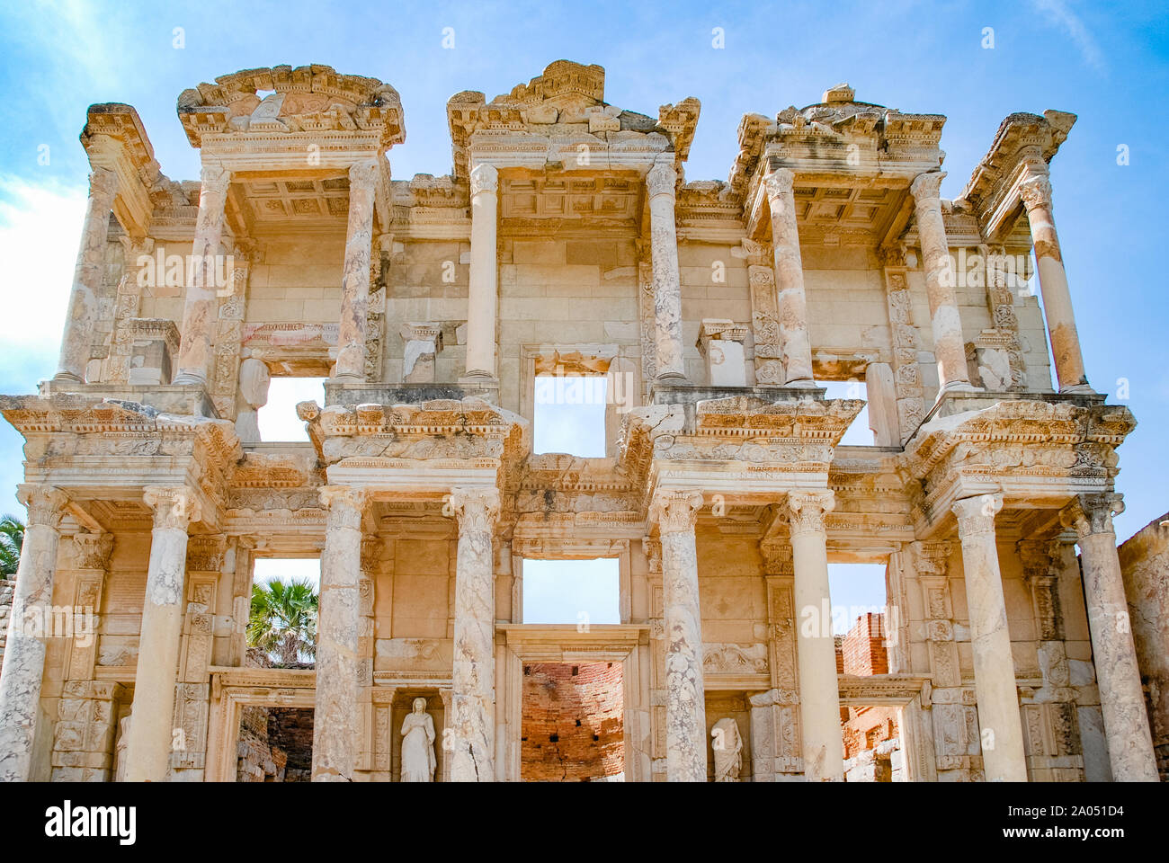 La facciata della biblioteca di Celso a Efeso in Turchia. Turismo, Viaggi. Foto Stock