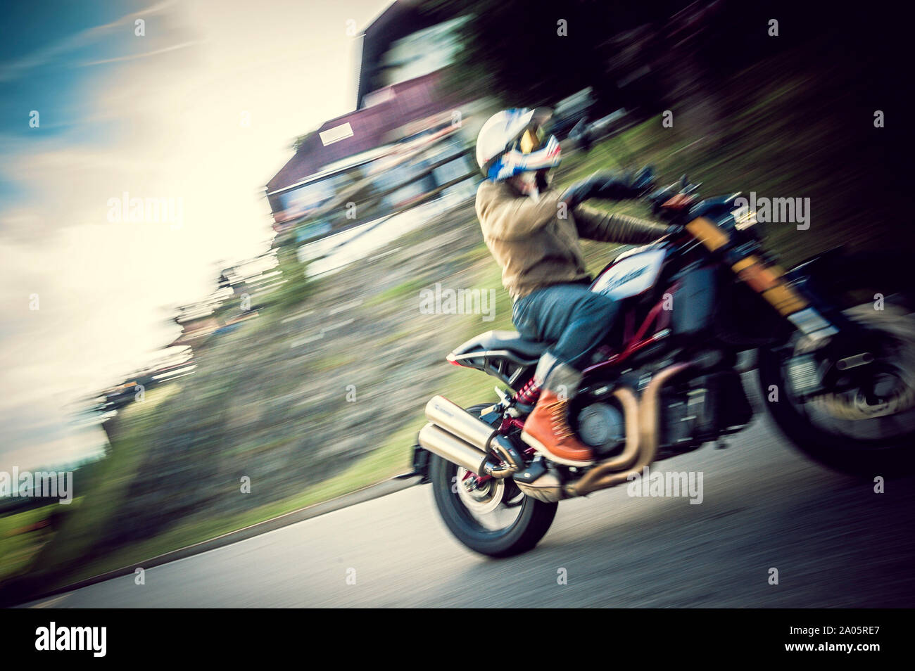 Biker su indiani moderni FTR1200s motociclo Foto Stock