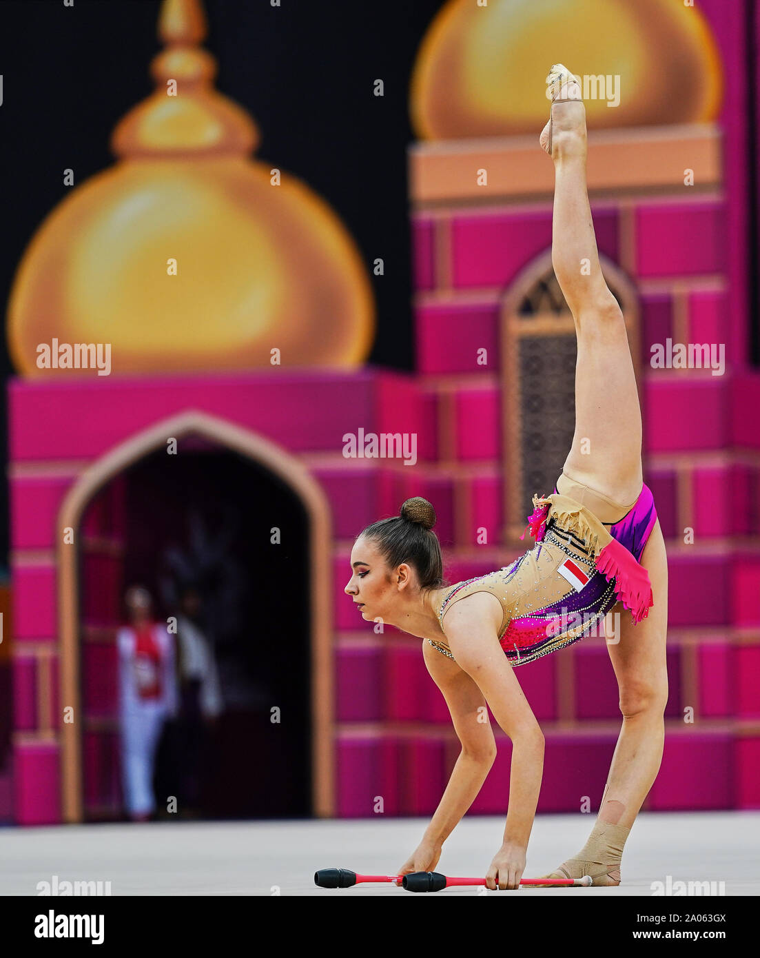 Baku in Azerbaijan. 19 Sett 2019. 19 settembre 2019: Â Natalia Â Koziol della Polonia durante la trentasettesima Rhythmic Gymnastics World Championships match tra e il giorno 3 presso il National Arena di ginnastica a Baku, in Azerbaijan. Ulrik Pedersen/CSM. Credito: Cal Sport Media/Alamy Live News Foto Stock