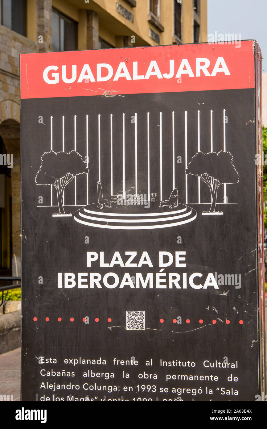 Plaza de Iberoamerica, Centro Storico, Guadalajara, Jalisco, Messico. Foto Stock