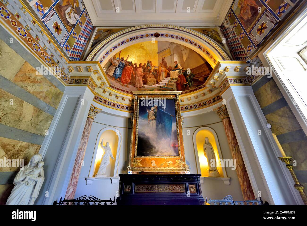 I dipinti della cappella,Palazzo Achilleion,Gastouri,l'isola di Corfù, isole Ionie, Grecia Foto Stock