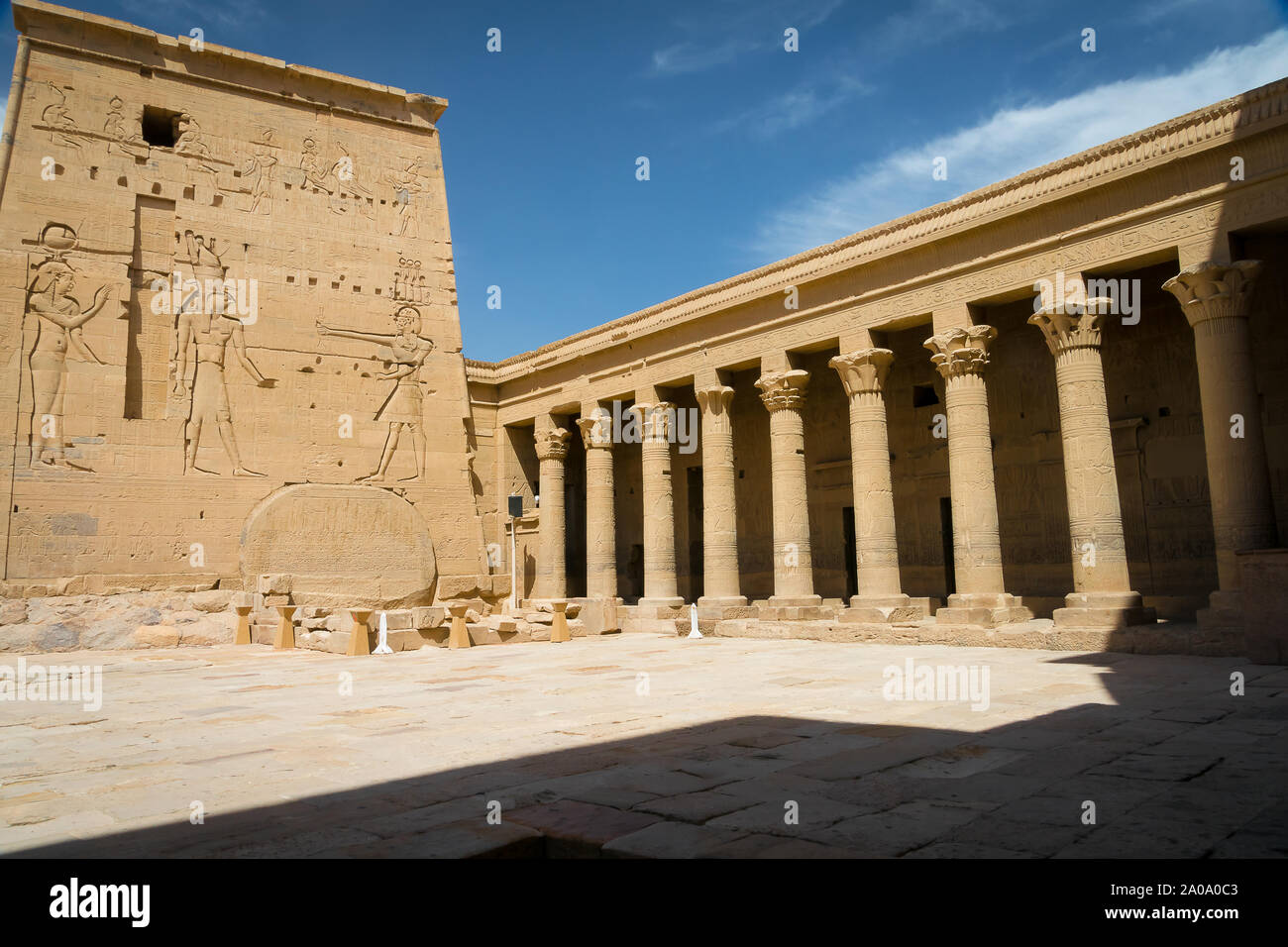 L'Egitto. Tempio di Philae, il tempio di Iside. Nilo Foto Stock