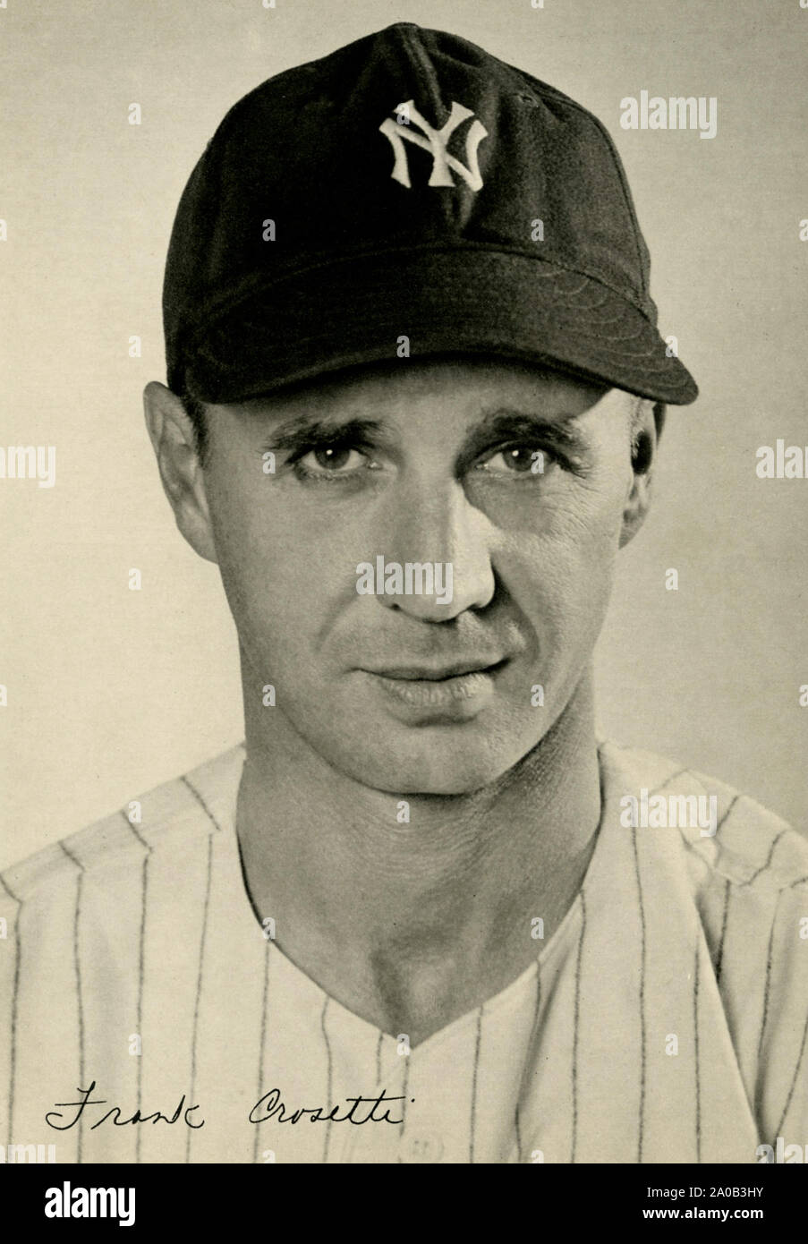 Vintage fotografia del giocatore di baseball Frank Crosetti che ha giocato con i New York Yankees nel 1930s e 40s. Foto Stock