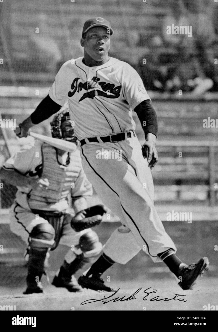 Vintage fotografia del giocatore di baseball Luca Pasqua che ha giocato con i Cleveland Indians nel 1940s e 50s. . Foto Stock