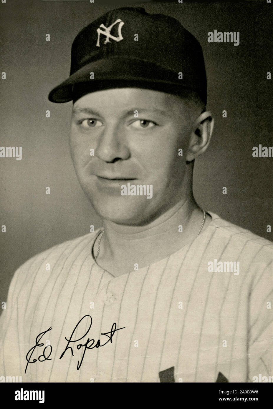 Vintage fotografia del giocatore di baseball ed Lopat che ha giocato con i New York Yankees negli anni quaranta e cinquanta. Foto Stock
